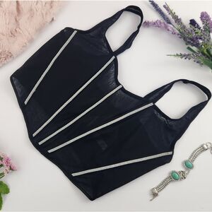 MEDIUM {Victoria's Secret} Black Sheer {Corset} Top